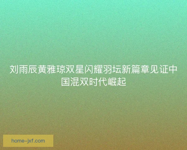 刘雨辰黄雅琼双星闪耀羽坛新篇章见证中国混双时代崛起 刘雨辰黄雅琼双星闪耀羽坛新篇章见证中国混双时代崛起